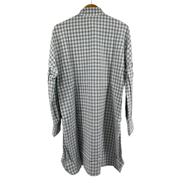 English Factory Grey Gingham Plaid Long Sleeve Shirt Dress Medium New - Picture 3 of 7